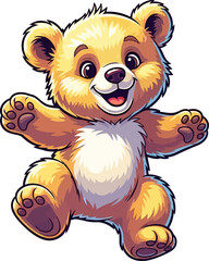 joyful honey bear cub a celebration of childlike delight, isolated on transparent background