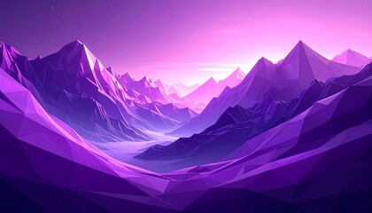 Low-poly purple mountain range