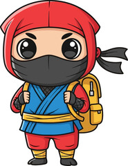 Obraz premium mini ninjas great adventure a backpack journey begins, isolated on transparent background