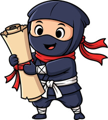 Obraz premium mini ninjas secret scroll a cartoon adventure of stealth and mystery, isolated on transparent background