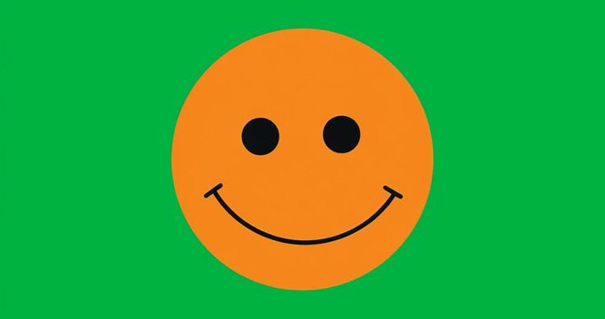 on play orange smiley staying centered with glitch pulsing cyan glow over transparent background