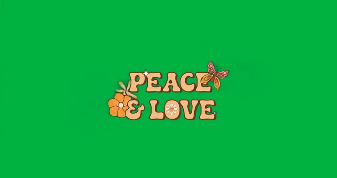 Transparent canvas initiating peace and love text fading flower butterfly icons pulsing aura vibe