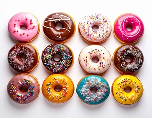 Fototapeta premium Set of colourfull donut Top view
