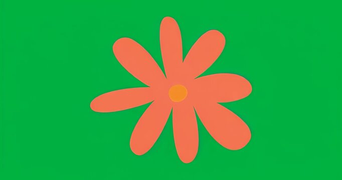 On start stylized orange flower rotating clockwise 90&deg; on transparent blue backdrop for demo