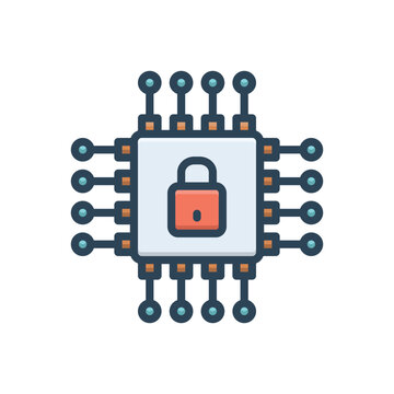 chip with lock icon, security concept clip art preview