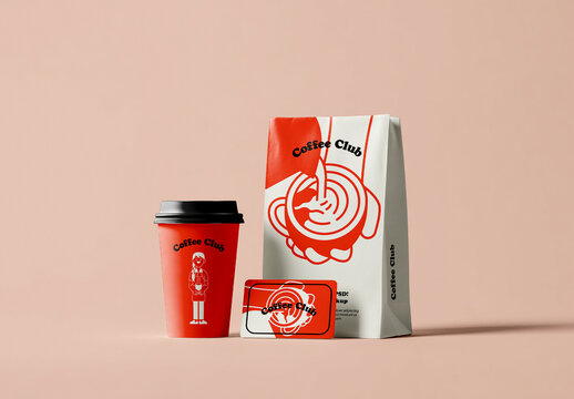 Coffee Cup And Bag Mockup