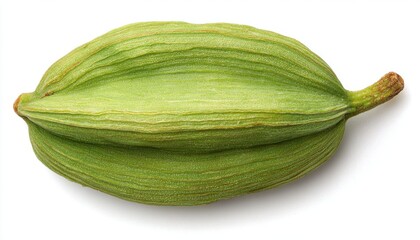 Detailed Close Up of a Light Green Seed Pod on White