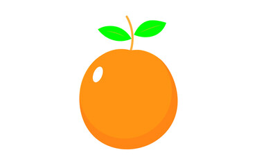 Detailed vector illustration of a single ripe orange fruit. Fresh, juicy citrus with a textured peel and a small green stem, isolated on white, isolated vector style, Florida Orange