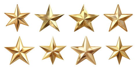 Obraz premium PNG Shiny golden stars collection, element set on transparent background