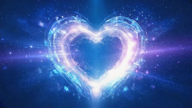 Crystal Energy Heart in Deep Space Galaxy Glowing Cosmic Love Emblem