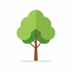 Stylized Tree Illustration with Green Foliage and Brown Trunk.