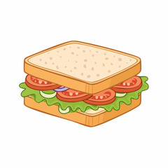Cartoon Illustration of a Delicious Veggie Sandwich.