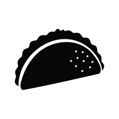 Monochrome vector illustration of an empanada with decorative spots, a savoury pastry, taco seasoning silhouette vector illustration