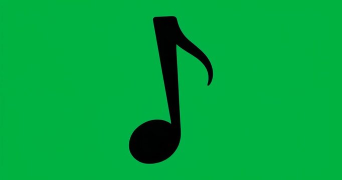 Black eighth-note appearing on clear background with pulsing halo particles creating loop animation