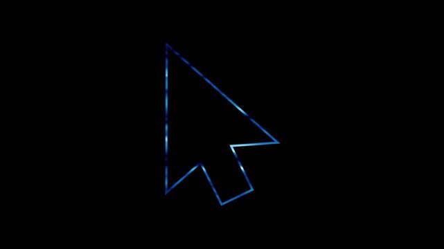 Glowing neon line Computer mouse click cursor arrow icon. Neon Cursor icon. Glowing Mouse click cursor symbol. 4K image icon.