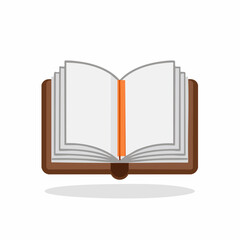 Open Book with Blank Pages and Brown Cover.