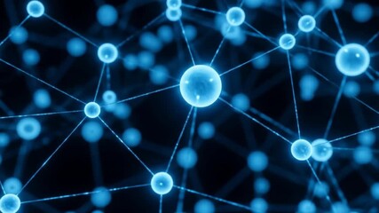 Abstract Glowing Blue Spheres in a Digital Network Connection. - Powered by Adobe