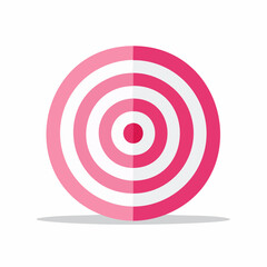Pink and White Concentric Target with Shadow Flat Design.