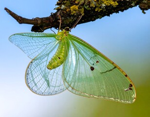 Delicate green insect wings
