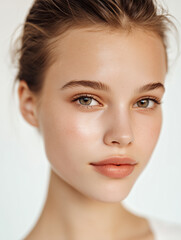 Portrait of beautiful skin woman applied cream on her face, healthy beauty skincare and cosmetics for advertising. Generative Ai.

