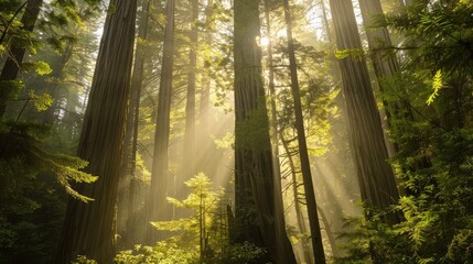 sun rays in the forest