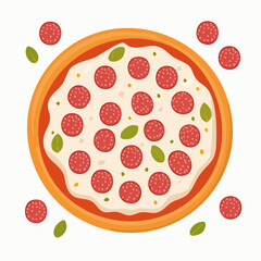 Delicious Pepperoni Pizza with Fresh Basil and Cheese Topping.