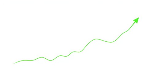 Abstract upward trending line graph, vibrant green, white background,  concept,  symbol