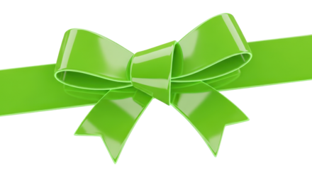 Bright Green Ribbon Bow Decoration isolated PNG with Transparent Background