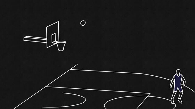 Crossover and 3 Point Shoot Basketball Animation. Between Crossover 2D Animation. Basketball Hand Drawn Animation Video.