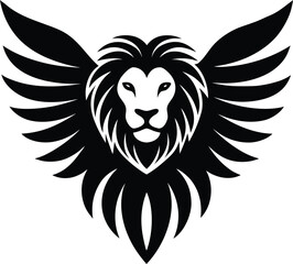 Winged Lion Head Silhouette
