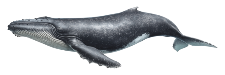 Majestic gray whale isolated on transparent background