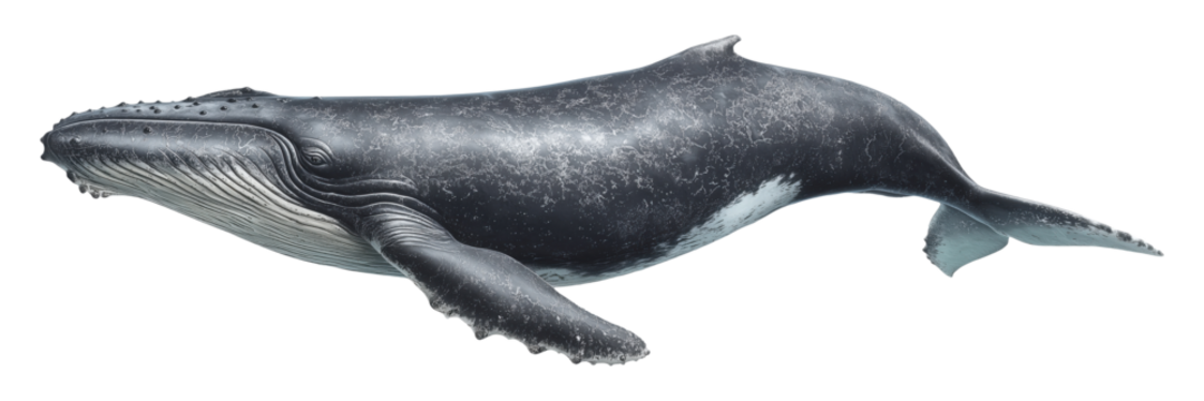 Majestic gray whale isolated on transparent background