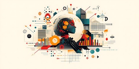 Obraz premium Futuristic Artificial Intelligence Concept Art Data Analysis & Creative Design