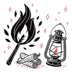 vector illustration of an silhouette flame torch