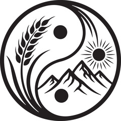 Modern agriculture and farming emblem with vibrant colors