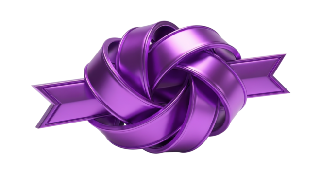 Purple ribbon rosette for awards or gift wrapping isolated PNG with Transparent Background - Powered by Adobe