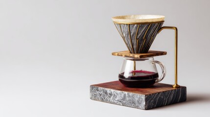 Elegant coffee brewer with a glass jar, showcasing modern design and brewing techniques for fresh coffee.