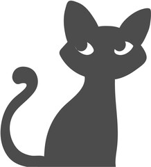 Stylized Black Cat Silhouette with White Eyes Looking Sideways.