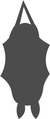 Dark gray bat silhouette hanging upside down a simple vector icon.