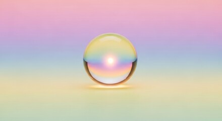 A crystal ball reflects a rainbow of colors, creating a mesmerizing and ethereal effect on a gradient background