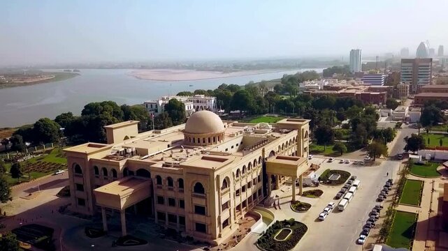 Aerial View of Presidential Palace of Khartoum - Sudan HD