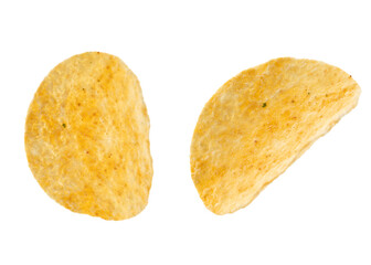 Close-up Potato chips isolated on white background.