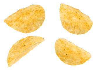 Close-up Potato chips isolated on white background.