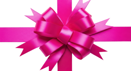 Hot pink ribbon bow for Valentine's Day isolated PNG with Transparent Background