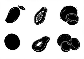 Black olives collection icon set, a silhouette vector illustration of healthy fruit and food design