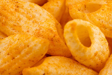 Assorted Crispy Snacks Mix in White Bowl on White Background