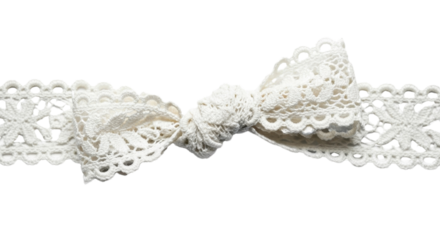 White lace bow headband isolated PNG with Transparent Background