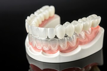 Obraz premium Dental aligners and teeth whitening trays for orthodontic treatment