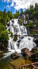 Fototapeta premium Majestic waterfall cascading down rocky cliffs