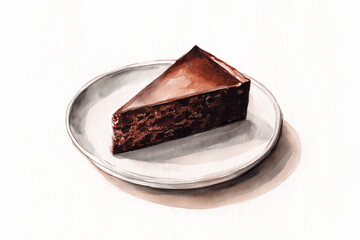 chocolate cake on white background